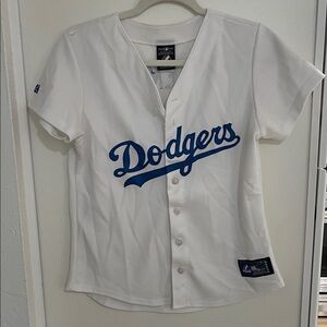 Majestic White and Blue Dodgers Jersey With 27 Kemp on the back | S